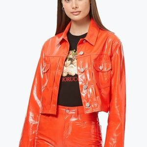 Fiorucci Orange Berty Vinyl Jacket XS